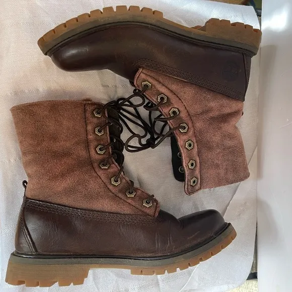 Timberland Shearling Foldover Boots 5.5