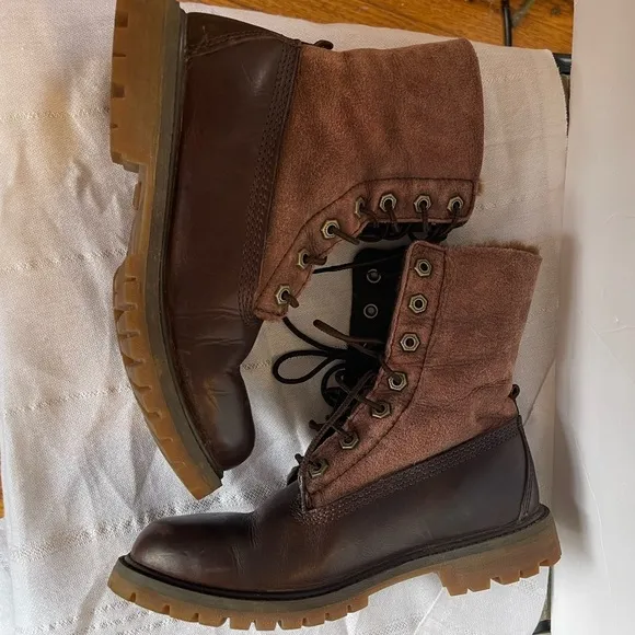 Timberland Shearling Foldover Boots 5.5