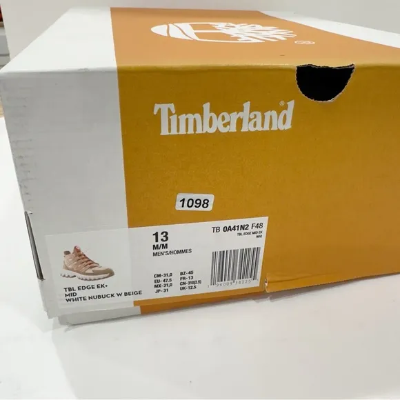 Timberland TBL Edge EK  Mid Men’s Hiking Boots Shoes White Beige Nubuck