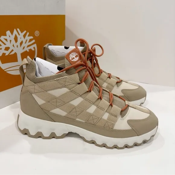 Timberland TBL Edge EK  Mid Men’s Hiking Boots Shoes White Beige Nubuck
