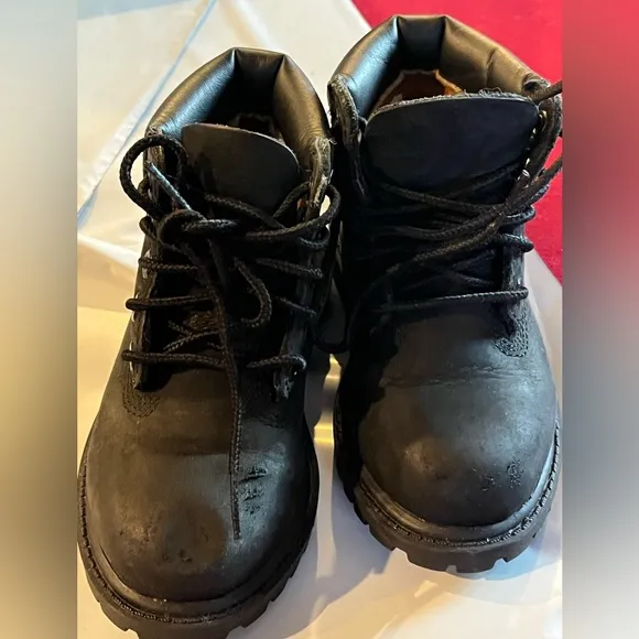Timberland Waterproof BLACK Nubuck Toddler Boots 12807 Size 7 PRIMALOFT lace Up
