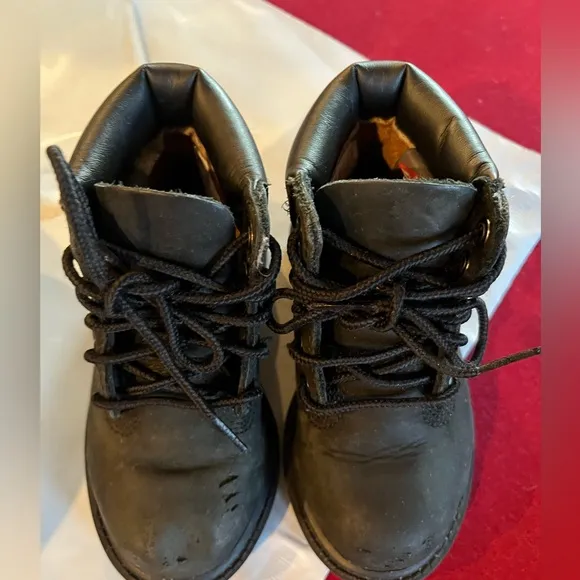 Timberland Waterproof BLACK Nubuck Toddler Boots 12807 Size 7 PRIMALOFT lace Up