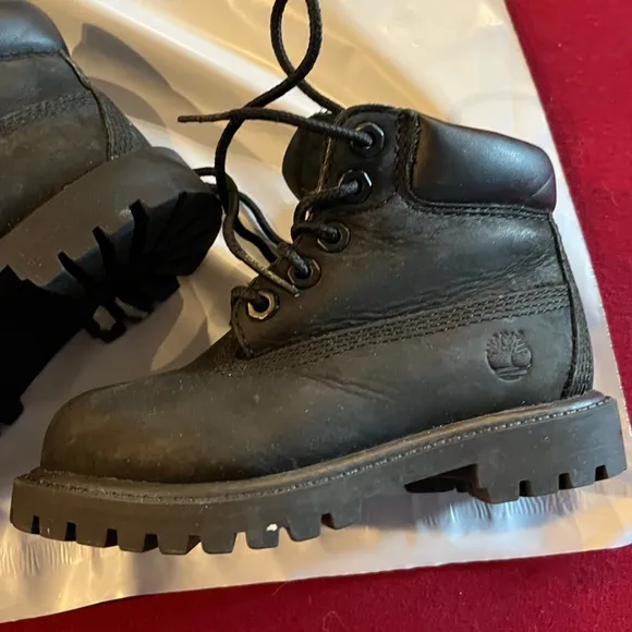 Timberland Waterproof BLACK Nubuck Toddler Boots 12807 Size 7 PRIMALOFT lace Up