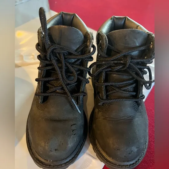 Timberland Waterproof BLACK Nubuck Toddler Boots 12807 Size 7 PRIMALOFT lace Up