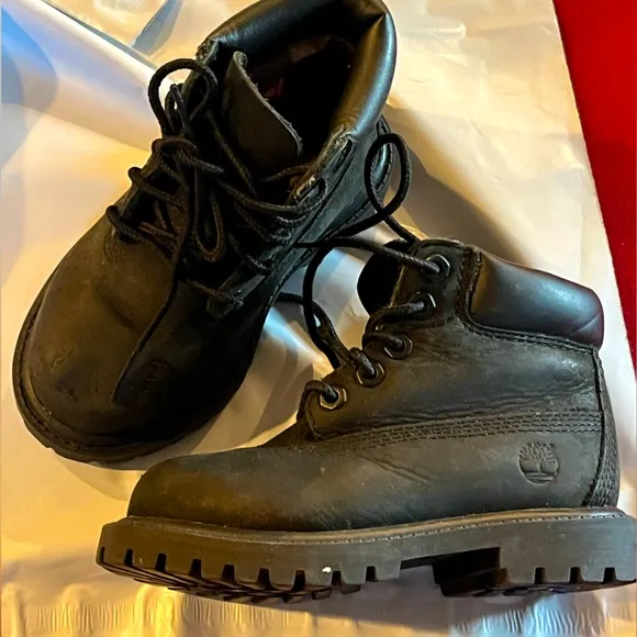 Timberland Waterproof BLACK Nubuck Toddler Boots 12807 Size 7 PRIMALOFT lace Up
