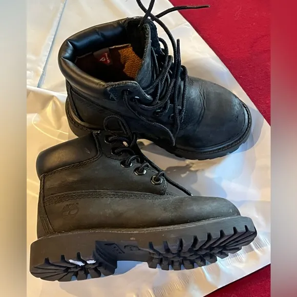 Timberland Waterproof BLACK Nubuck Toddler Boots 12807 Size 7 PRIMALOFT lace Up