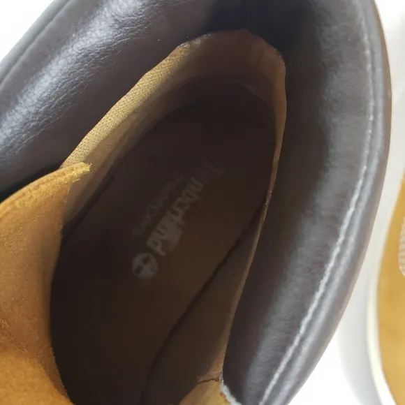 Timberlands Women's Tan High-Top Hiking Boots with Yellow Laces Sz 8.5