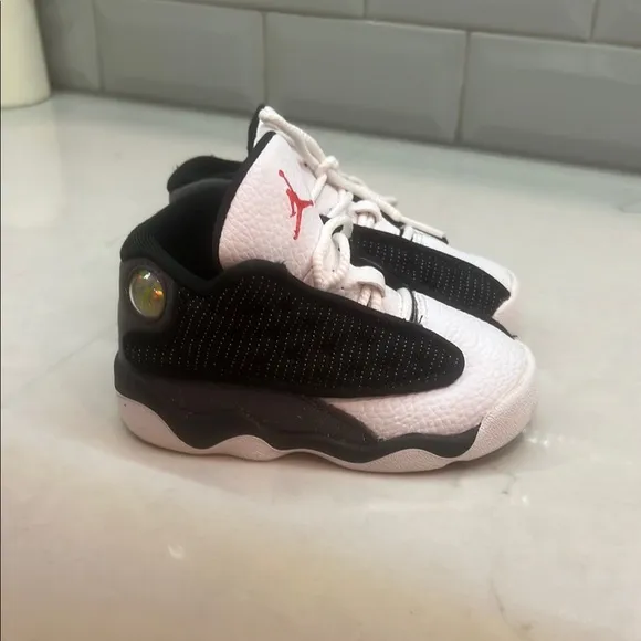 Toddler Jordan's Black and White with Red Logo