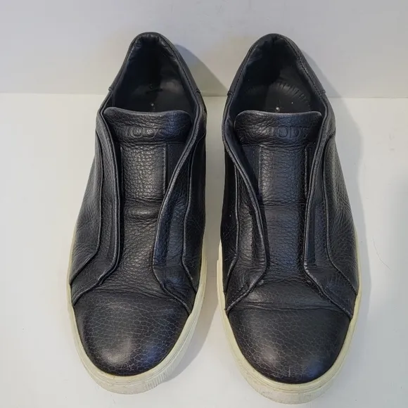 TODS Men Black Leather Slip-On Sneakers Sz 6.5/40 Quite Luxury Casual Minimalist