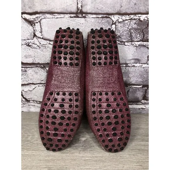 TODS Pink Metallic Leather Moccasins Driver Loafers Flats Women Sz 35.5EU/5M US