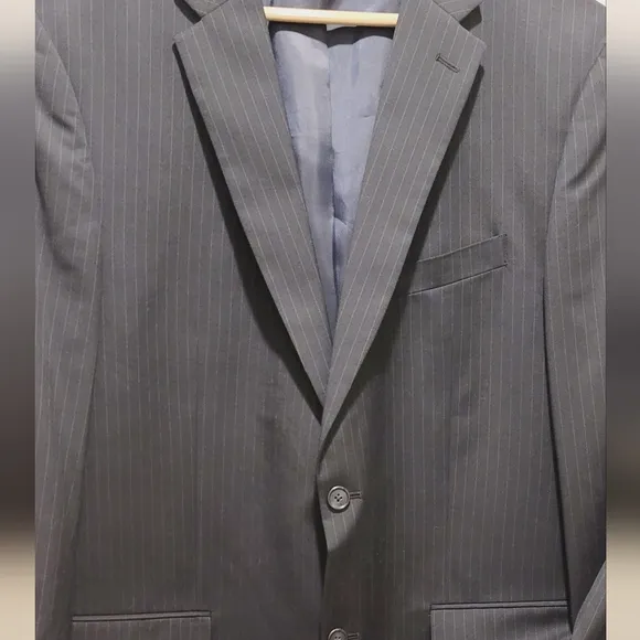 Tommy Hilfiger Mens Suit Jacket 48L Navy‎ Blue Pinstripe New Business