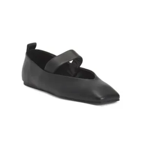 TONY BIANCO Black Nappa Leather Hawaii Mary Jane Square Toe Flats
