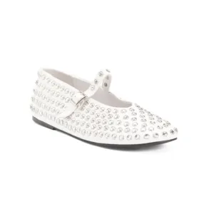 TONY BIANCO White Leather Miami Studded Flats