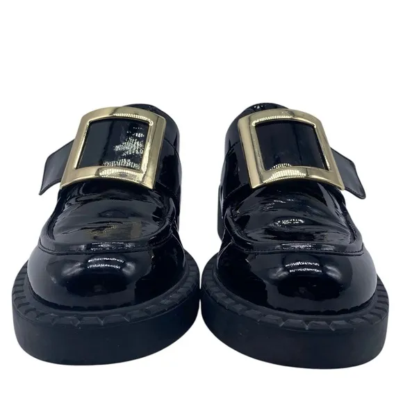 Tony Bianco Womens Shoes Leather Loafers Sz 9 Black Chunky Platform Modern Chic