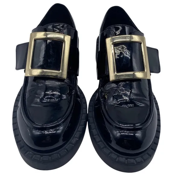 Tony Bianco Womens Shoes Leather Loafers Sz 9 Black Chunky Platform Modern Chic