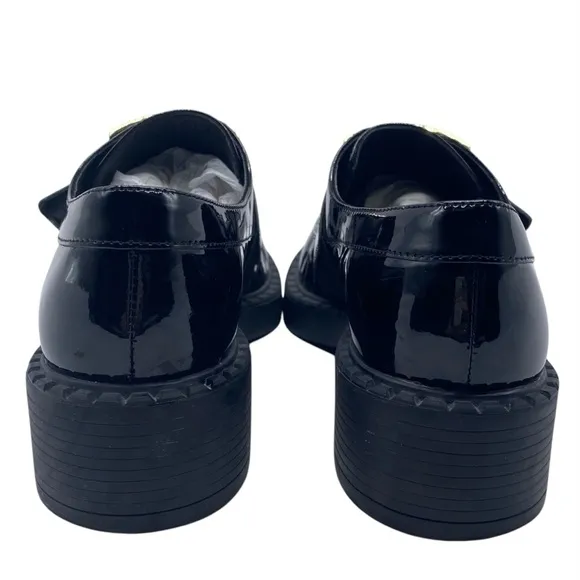 Tony Bianco Womens Shoes Leather Loafers Sz 9 Black Chunky Platform Modern Chic
