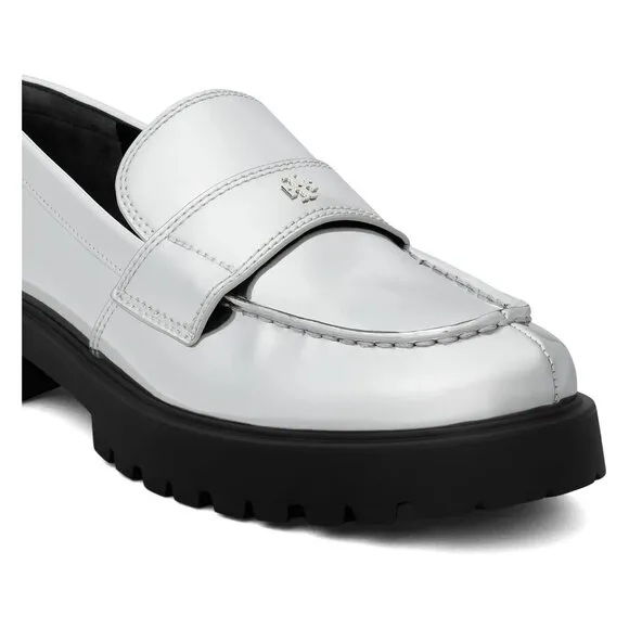 Tory Burch $348 Classic Lug Loafers Argento Sz 10 NIB!