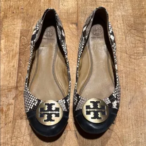 Tory Burch Black and Gold Flats