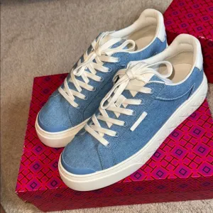 Tory Burch Blue and White Sneakers