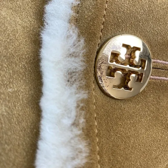 TORY BURCH Boots Suede Leather AUS Shearling Sheepskin in Tan Size 7