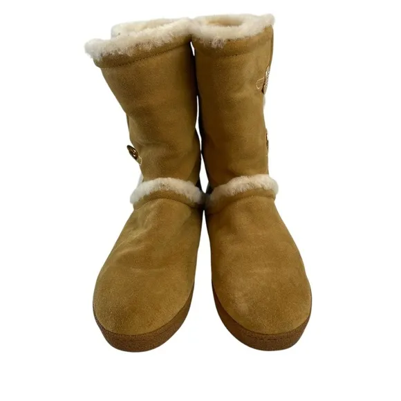 TORY BURCH Boots Suede Leather AUS Shearling Sheepskin in Tan Size 7