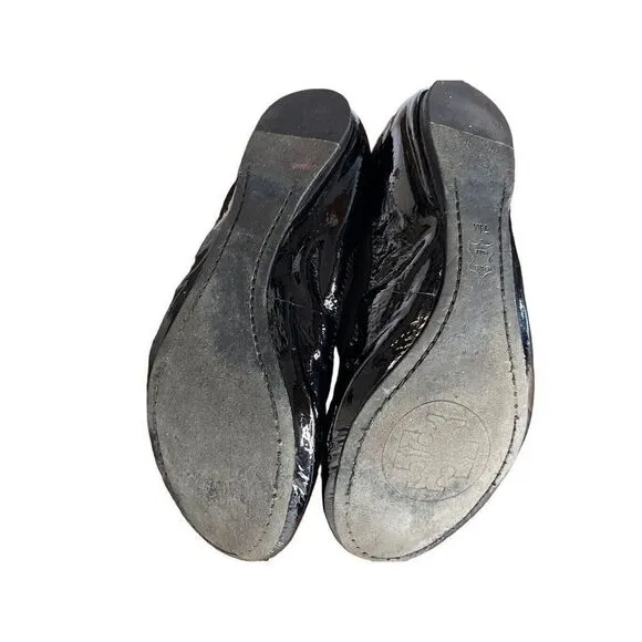 Tory Burch Caroline Women's Black Patent Leather Slip On Ballet Flats Size 7M