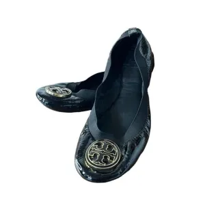 Tory Burch Caroline Women's Black Patent Leather Slip On Ballet Flats Size 7M