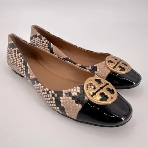 Tory Burch Chelsea Snake Print Cap Toe Ballet Flats Size 7
