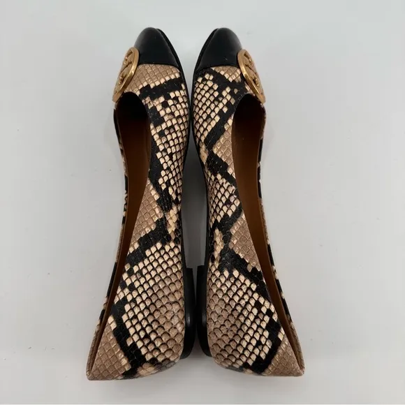 Tory Burch Chelsea Snake Print Cap Toe Ballet Flats Size 7