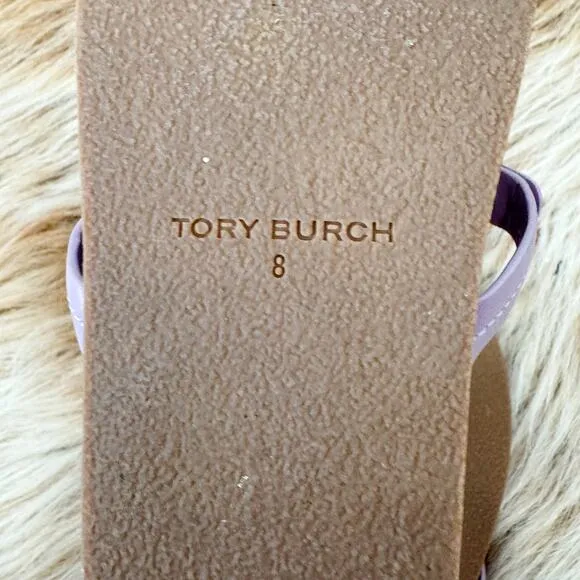 Tory Burch Cloud Miller Sandals Size 8 Lavender Leather Logo Thong Flip Flops
