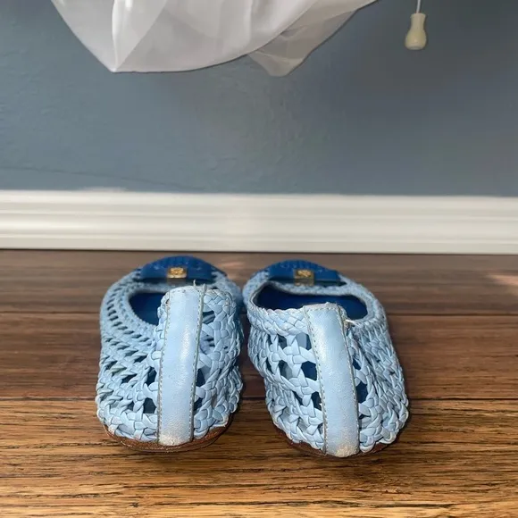 Tory Burch flats Blue flats woven flats leather flats cap toe flats spring