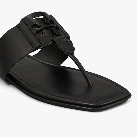 Tory Burch Georgia Sandal Calf Leather Black Flats 10
