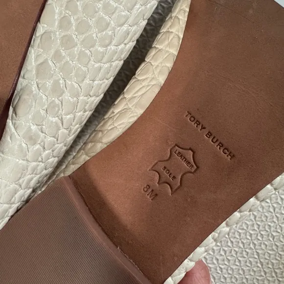 Tory Burch Georgia Square-Toe Croc-Embossed Leather Ballet Flats