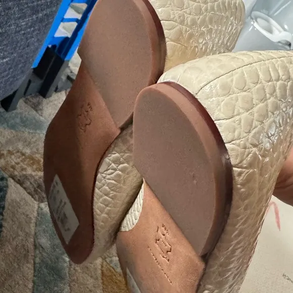 Tory Burch Georgia Square-Toe Croc-Embossed Leather Ballet Flats