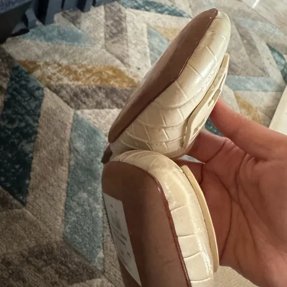 Tory Burch Georgia Square-Toe Croc-Embossed Leather Ballet Flats