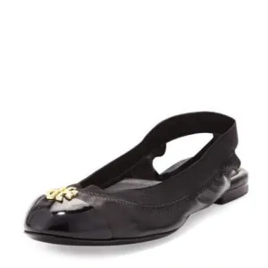 Tory Burch Jolie Slingback Patent Leather Flats Black Size 7