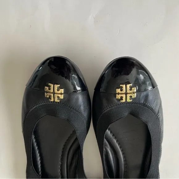 Tory Burch Jolie Slingback Patent Leather Flats Black Size 7