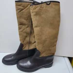 Tory Burch | Kensington Shearling Riding Boots in Light Latte, Coconut N…