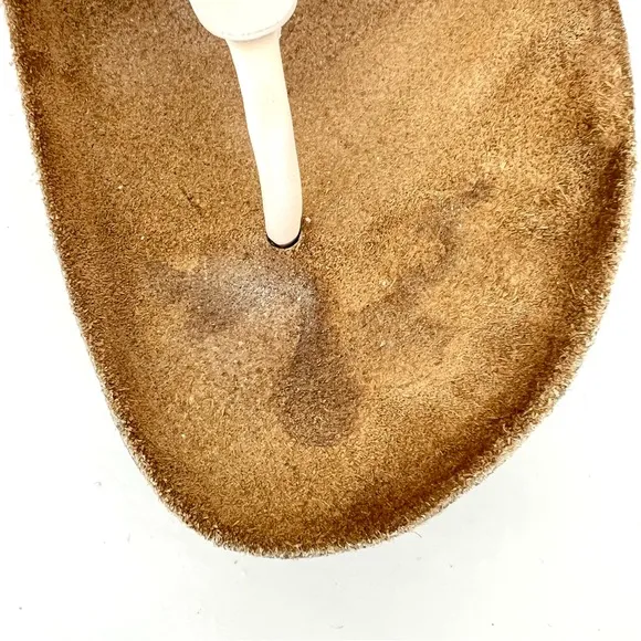 TORY BURCH Miller Cloud Cream Leather Cork Thong Slip On Open Flat Sandal Sz 7.5