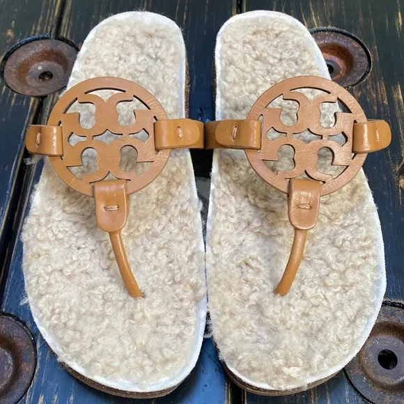 Tory Burch Miller Cloud Genuine Shearling Sandal