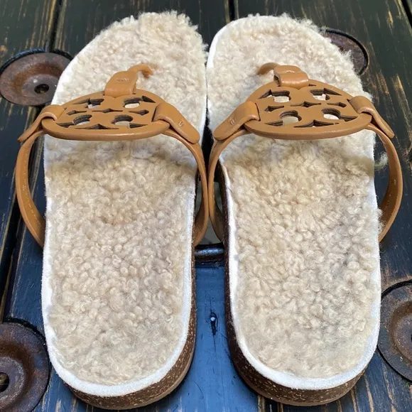 Tory Burch Miller Cloud Genuine Shearling Sandal