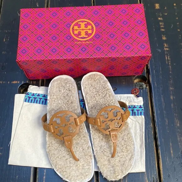 Tory Burch Miller Cloud Genuine Shearling Sandal