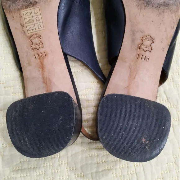 Tory Burch Navy Blue Caterina Slingback Pumps Sandals Size 11