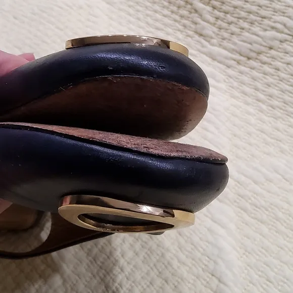 Tory Burch Navy Blue Caterina Slingback Pumps Sandals Size 11