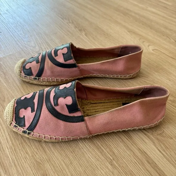 Tory Burch poppy logo canvas espadrille flats