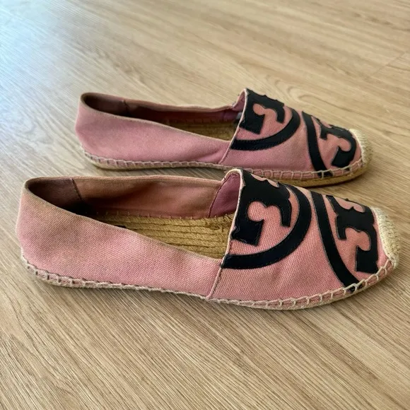 Tory Burch poppy logo canvas espadrille flats