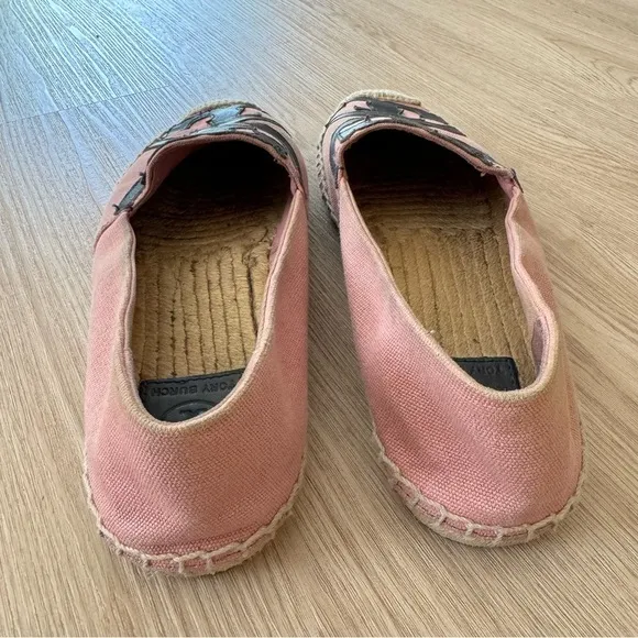 Tory Burch poppy logo canvas espadrille flats