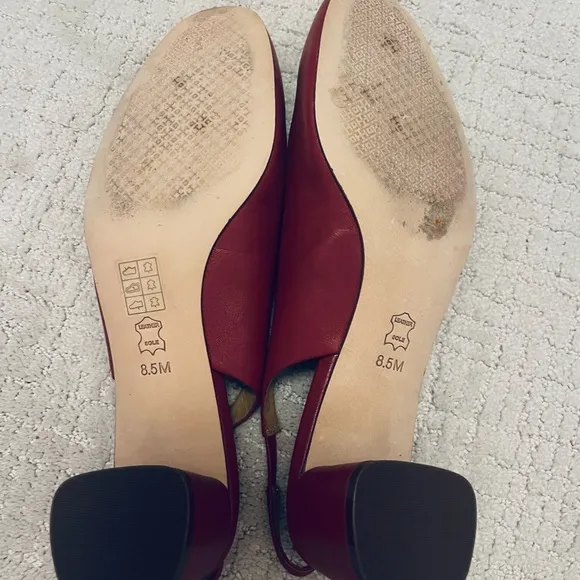 Tory Burch Red Slingback Flats with Silver Ring
