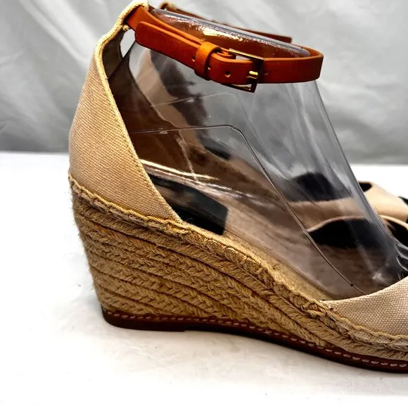 Tory Burch Sandal Women 8M Wedge Espadrilles Ankle Strap Color Block Cruise  