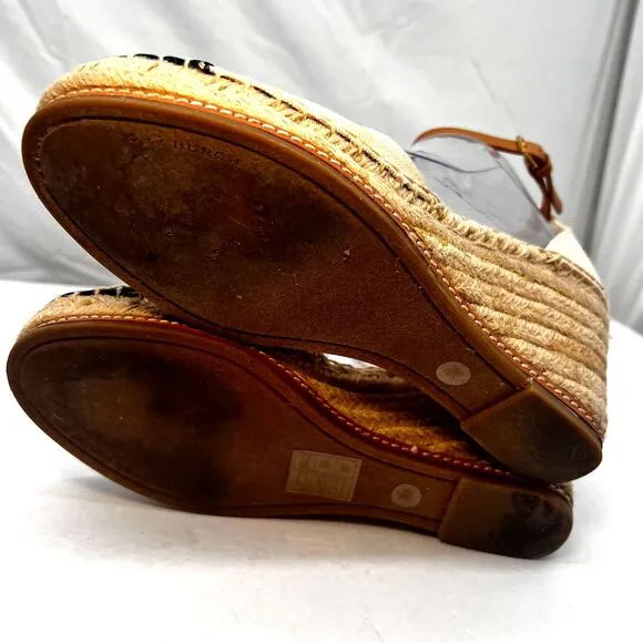 Tory Burch Sandal Women 8M Wedge Espadrilles Ankle Strap Color Block Cruise  